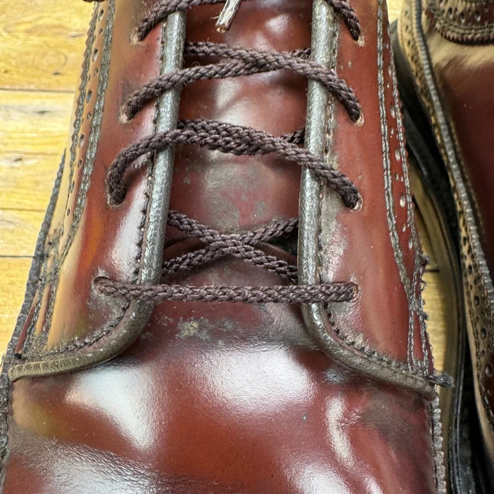 Vintage Dexter USA Dress Shoes Men 10.5 C Burgundy Wingtip‎ Longwing Brogue